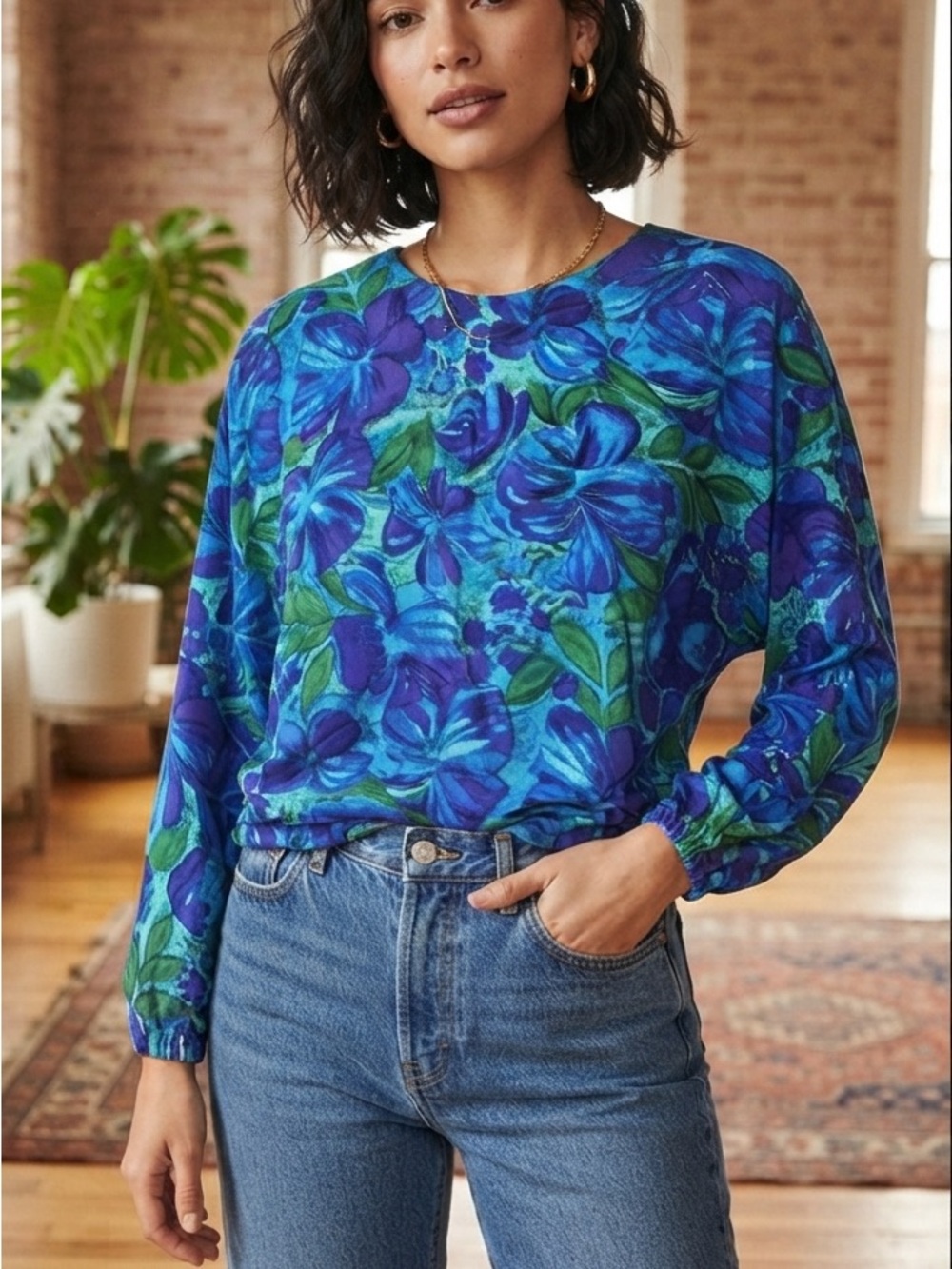 Vintage Monsoon long sleeve floral top - Picture 1 of 5